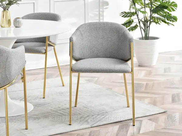 Krzesło glamour szare tapicerowane plecioną tkaniną
